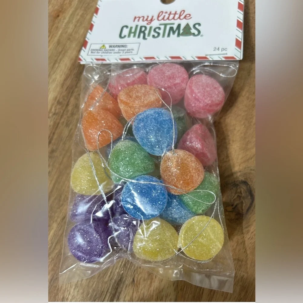 My Little Christmas Sugared Candy Gumdrops Ornaments Gingerbread Decor 24 pc NEW
